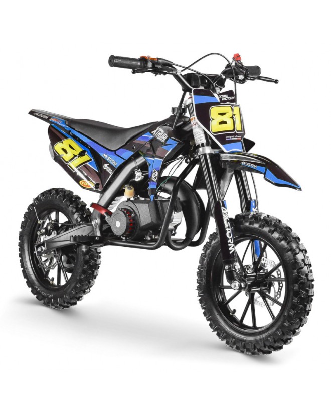 Homcom - Moto cross électrique enfant 3 à 5 ans 12 V 3-8 Km/h avec  roulettes latérales amovibles dim. 106,5L x 51,5l x 68H cm bleu